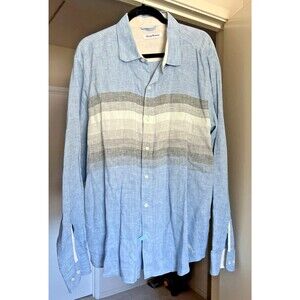 Tommy Bahama Linen Long Sleeve Shirt XL Blue